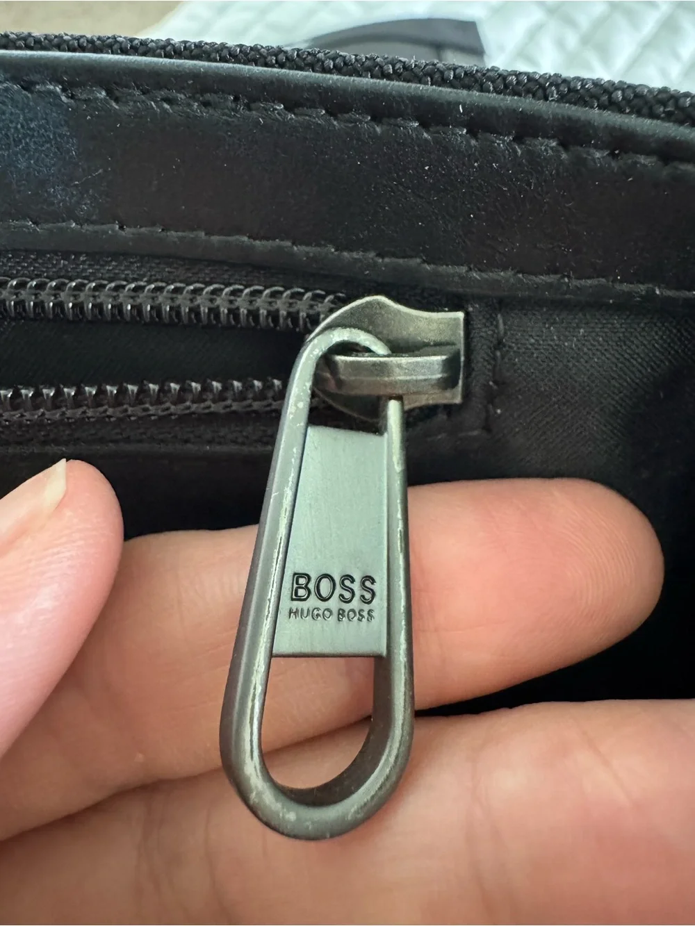 Vintage HUGO BOSS Black Nylon Messenger Bag with Leather Trim Work School Travel